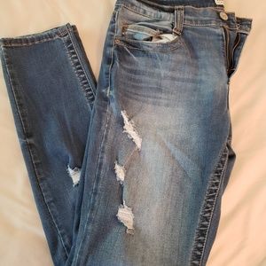 ripped blue jeans